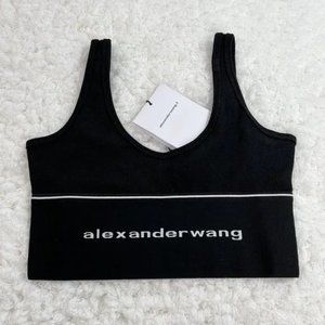 Alexander Wang logo elastic bra in ribbed jersey Size